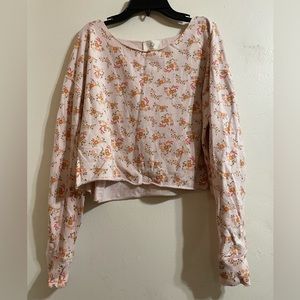 Aerie Offline Cropped Floral Sweatshirt
